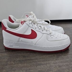 Nike Air Force 1 Low '07 Next Nike Women's White and Red Leather Sneakers Sz 8.5